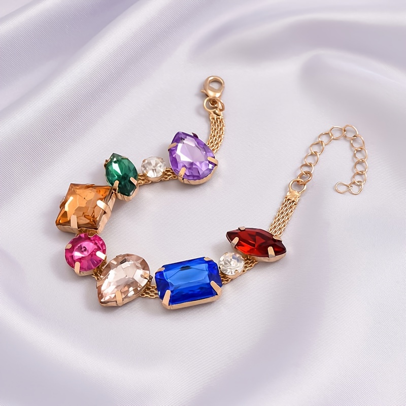 Geometric Rhinestone Chain Bracelet Random